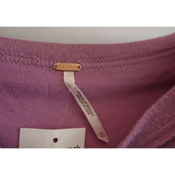 Free People OB1054010 Womens Sz XS Plum Lilac Forever Your Girl Babydoll L/S Top - Picture 5 of 9